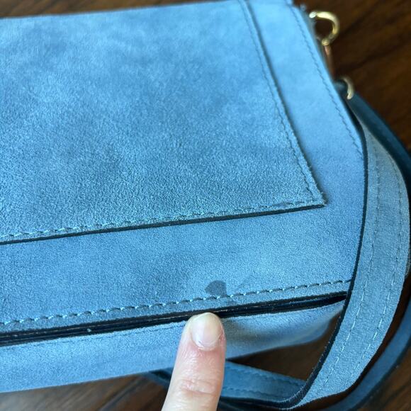 Uno Alla Volta Italian Suede Santo Spirito Crossbody Blue - Picture 15 of 15